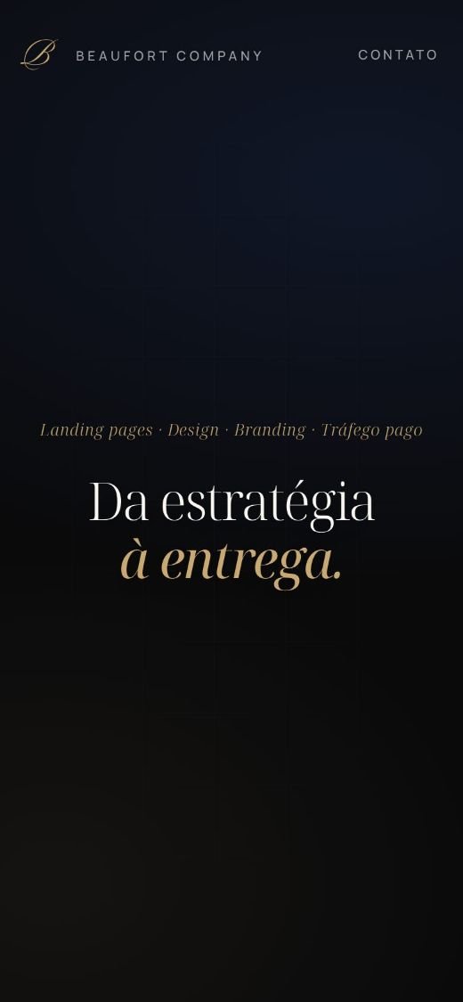 Site da Beaufort Company, versão celular