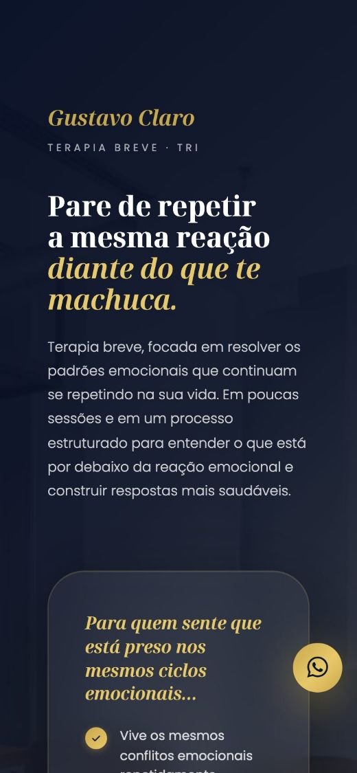 Landing page do terapeuta Gustavo Claro, versão celular